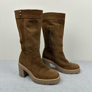 Nero Giardini 17138 Italian Suede Block Heel Lug Sole Boots, 35